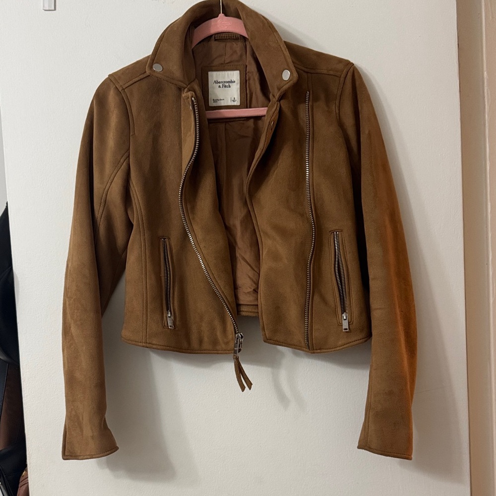 Abercrombie & Fitch Brown Faux Suede Leather Jacket